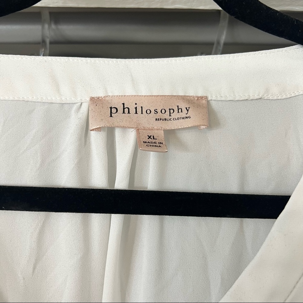Philosophy White Sheer Ruffle Sleeve Blouse - Picture 3 of 3